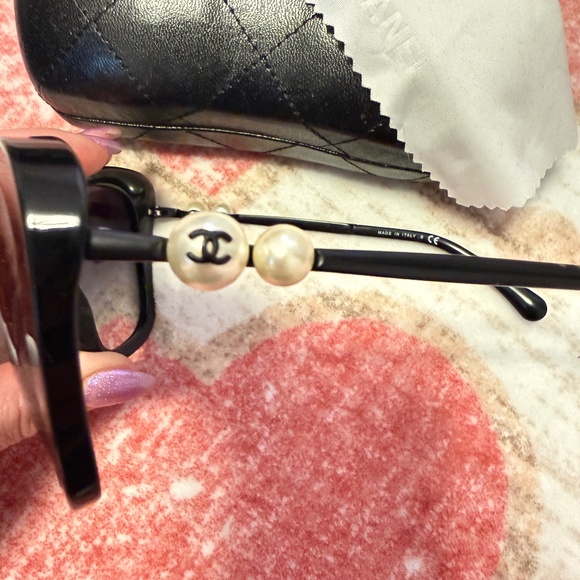 CHANEL Black Gold Pearl Sunglasses RARE main image 9